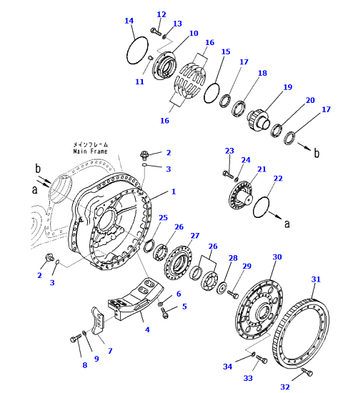 Редуктор хода левый для бульдозера Komatsu D375A-6