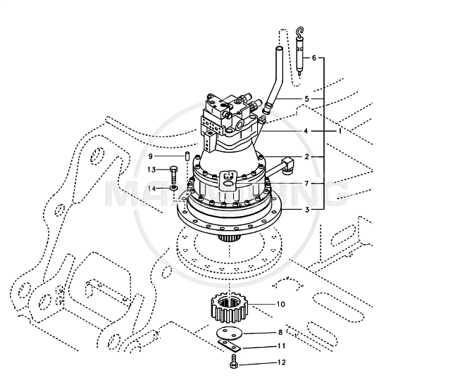Гидромотор редуктора поворота платформы для экскаватора Volvo EC240
