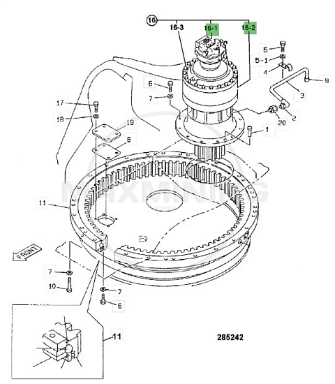 Гидромотор редуктора поворота платформы для экскаватора JCB JS330