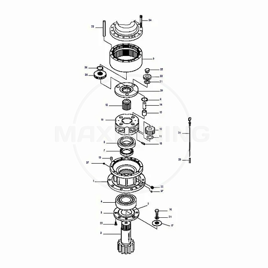 Гидромотор редуктора поворота платформы для экскаватора Hyundai R320LC-7 