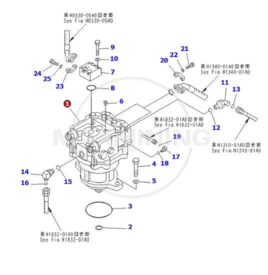 Гидромотор редуктора поворота платформы для экскаватора Komatsu PC1250-7