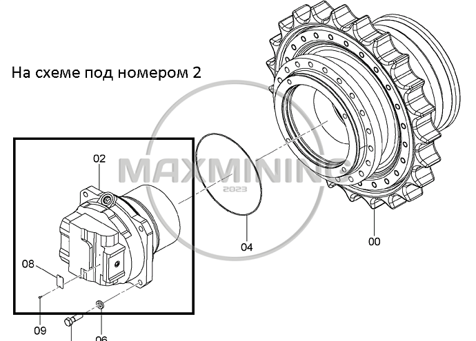 Гидромотор редуктора хода для экскаватора Hitachi EX1200