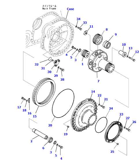 Редуктор хода левый для бульдозера Komatsu D375A-6