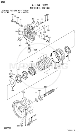 Гидромотор редуктора поворота платформы для экскаватора Hitachi ZX450-3, ZX470-3